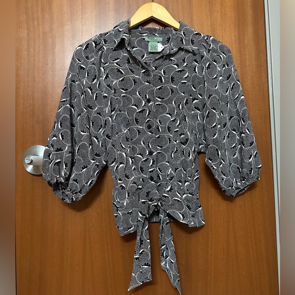 Anthropologie Black and White Silk Top - Picture 1 of 9